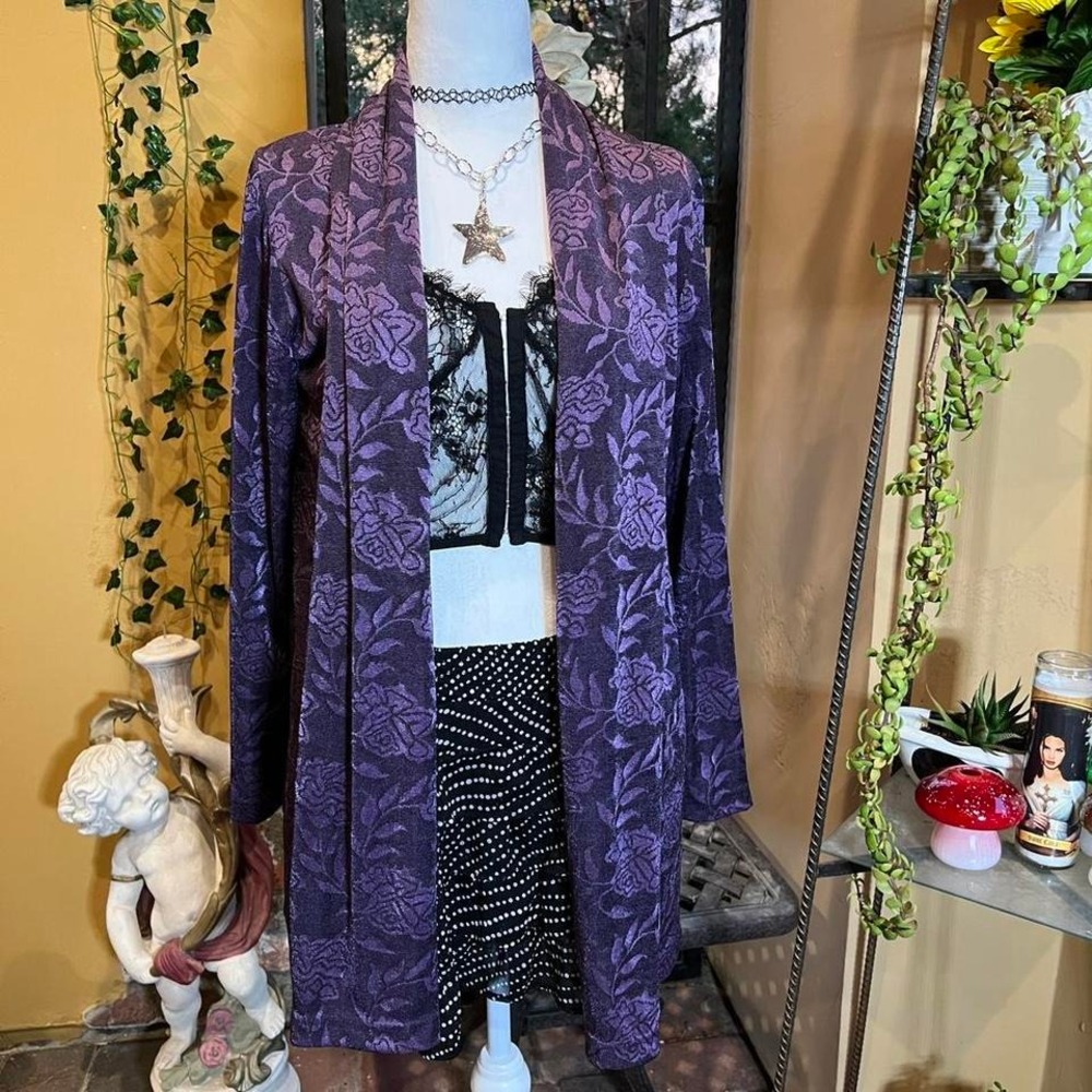 Coldwater Creek Purple Floral Cardigan Jacket